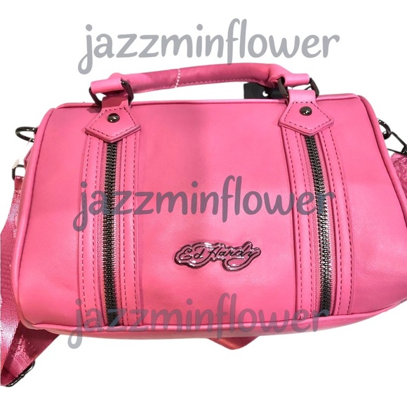 Ed Hardy pink top handle crossbody satchel‎ bag - Picture 1 of 14